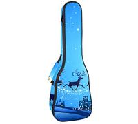 Ukelele Bag Santa Sleigh Sky over City Christmas Winter Landscape Ukelele Case for Soprano Tenor Concert 23 pulgadas 10mm Thick Soft Padded Adjustable Straps Gig Bag