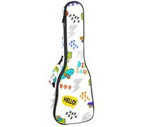 Ukelele Bag Skating Dinosaurs Escucha Música Ukelele Estuche para concierto soprano Tenor 23 pulgadas 10 mm de grosor suave acolchado correas ajustables bolsa de concierto