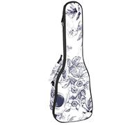 Ukelele Bag Skull in Roses Peonies Wreaths Ukelele Case for Soprano Tenor Concert 23 Inch 10mm Thick Soft Padded Adjustable Straps Gig Bag