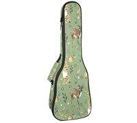 Ukelele Bag Tiger Deer Animal Pattern Ukulele Case para Soprano Tenor Concierto 23 pulgadas 10MM Grueso suave acolchado correas ajustables Gig Bag