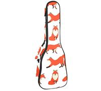 Ukelele Bag Wild Animals Collection Red Foxes Fondo Patrón Ukulele Caso para Soprano Tenor Concierto 23 pulgadas 10MM Grueso suave acolchado correas ajustables bolsa