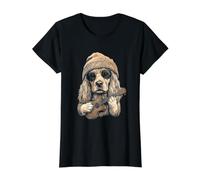 Ukelele Cocker Spaniel Inglés Beanie Y2K Aesthetic Camiseta gráfica económica, Mujer, Negro, M