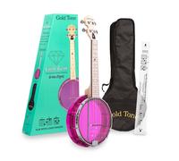 Ukelele de 4 cuerdas Little Gem Ukes en tono dorado, morado derecho (LG-A)