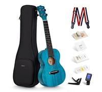Ukelele de concierto Enya EUC-25D BU 23" azul la parte Superior de Caoba Sólida con bolsa de ukelele, correa, afinador, cuerdas, capo, paño limpio