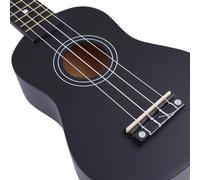Ukelele de nivel de entrada de 21 pulgadas con cuerdas de nailon para jugar, afinador, fiabilidad y bolsa protectora de transporte (negro)
