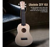 Ukelele DIY de 21 Pulgadas, Kit de Construcción de Madera de Tilo con 4 Cuerdas sin Pintar, Perfecto para Principiantes, Niños y Adultos
