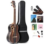 Ukelele eléctrico acústico barítono de madera negra de 26 pulgadas con barra transversal y ecualizador