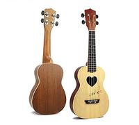 Ukelele hawaiano Diapasón de palisandro de abeto de 23 pulgadas Ukelele 4 cuerdas Hawaii Mini guitarra Uke agujero de tono en forma de corazón(Color:Only Uke)
