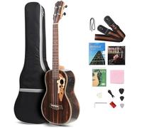 Ukelele Kit De Ukelele Eléctrico Acústico All Blackwood De 26 Pulgadas Con Alma Con Ecualizador Y Correa Para Bolsa De Transporte Ukelele De 26" Ukelele Set(Left Hand)