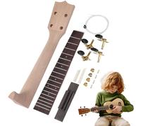 Ukelele Neck, Build Kit, Wood Guitar Assembly Set with Installations, 11.81x1.85 Inches Musical Instrument Parts for Custom Small Lute Construction Beginners Enthusiasts Hobbyists