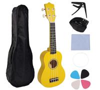 Ukelele pequeño de 21 pulgadas, portátil, juguete de aprendizaje de 4 cuerdas, textura de tilo, adecuado para principiantes y viajeros, portátil para principiantes