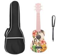 Ukelele Principiantes Principiante 21 Pulgadas 4 Cuerdas Rico Colorido Ukelele Guitarra Mini Guitarra(Color:Pink)