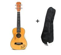 Ukelele Profesional Concierto 23 Tapa De Abeto Guitarra Hawaiana De 4 Cuerdas Ukelele Eléctrico Mariposa Corazón Patrón De Flores(Ukulele with bag)