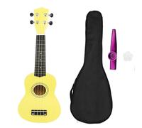Ukelele Profesional Mini Guitarra Para Principiantes De Tilo De Colores De 21 Pulgadas Ukelele De 4 Cuerdas(Yellow)