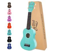 Ukelele soprano de 21 pulgadas para niños, paquete de iniciación de ukelele hawaiano, color azul claro