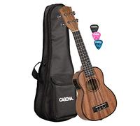 Ukelele soprano de caoba izquierda (incluye bolsa acolchada, 3 púas)