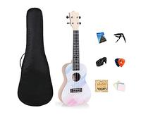 Ukelele soprano de cuatro cuerdas for principiantes, adultos, niños, instrumentos musicales de cuerda con correa de bolsa de concierto, afinador de cuerdas de nailon, ect, regalo de ukelele de concier