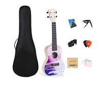 Ukelele soprano de cuatro cuerdas for principiantes, adultos, niños, instrumentos musicales de cuerda con correa de bolsa de concierto, afinador de cuerdas de nailon, ect, regalo de ukelele de concier