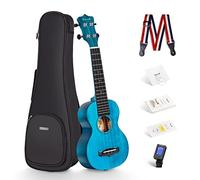 Ukelele Soprano Enya EUS-25D BU 21 pulgadas Azul la Parte Superior de Caoba Sólida con Bolsa de Ukeleles Correa Afinador Cuerdas Plectres