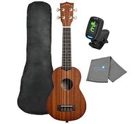 Ukelele soprano Makala de Kala MK-S con una bolsa Kala Tote, afinador Kala y paño de pulido Lumintrail