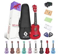 Ukelele Soprano para principiantes, kit de principiantes de ukeleles de tilo de tilo de tilo de 21 pulgadas con bolsa de transporte y cuerdas de repuesto y púas de afinador digital.