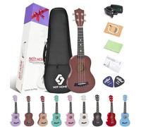 Ukelele Soprano para principiantes, kit de principiantes de ukeleles de tilo de tilo de tilo de 21 pulgadas con bolsa de transporte y cuerdas de repuesto y púas de afinador digital.