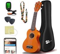 Ukelele Soprano, Principiantes Ukulele Kit 21 Pulgadas, Hawaiano Uqueleles con Bolsa, Afinador, Correa, Todo en un solo juego