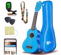Ukelele Soprano, Principiantes Ukulele Kit 21 Pulgadas, Hawaiano Uqueleles con Bolsa, Afinador, Correa, Todo en un solo juego