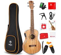 Ukelele tenor, ukelele eléctrico acústico de 26 pulgadas, ukelele Uke de caoba, juego profesional con kit de iniciación de ecualizador (bolsa de concierto, púas, correas, cuerdas, paño de limpieza