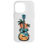 Ukelele Tropical Playa Atardecer Palmeras Océano Diseño Isla Carcasa para iPhone 14 Pro Max
