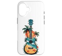 Ukelele Tropical Playa Atardecer Palmeras Océano Diseño Isla Carcasa para iPhone 16