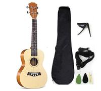 ukelele Ukelele De Abeto Macizo De 21/23/26 Pulgadas Con Accesorios Que Incluyen Correa Para Bolsa, Cuerdas De Nailon Afinador Electrónico(23inch)