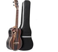 ukelele Ukelele Para Mano Derecha, Kit De Ukelele Eléctrico Acústico De Madera Negra De 26 Pulgadas Con Alma Con Ecualizador Y Bolsa De Transporte