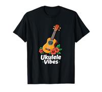 Ukelele Vibes Hibisco Cartoon Uke Art Camiseta