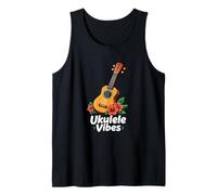 Ukelele Vibes Hibisco Cartoon Uke Art Camiseta sin Mangas
