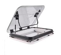 UKETO Claraboya para Autocaravana/Ventana para Techo con ventilación 70×50 cm - Cortinas oscurecedoras y mosquiteras integradas, iluminación LED 12V, para caravanas, remolques, Barcos