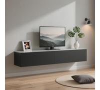 UKETO Floating TV Stand Wall Mounted - Waterproof Entertainment Center with Storage, Modern Wall-Mounted Media Console for Living Room, Engineered Wood, Easy to Install(Black,160 cm/59.06 in)