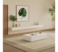 UKETO Floating TV Stand Wall Mounted - Waterproof Entertainment Center with Storage, Modern Wall-Mounted Media Console for Living Room, Engineered Wood, Easy to Install(White,280 cm/110.24 in)