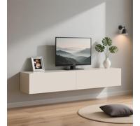 UKETO Floating TV Stand Wall Mounted - Waterproof Entertainment Center with Storage, Modern Wall-Mounted Media Console for Living Room, Engineered Wood, Easy to Install(White,140 cm/55.12 in)