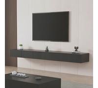 UKETO Floating TV Stand Wall Mounted - Waterproof Entertainment Center with Storage, Modern Wall-Mounted Media Console for Living Room, Engineered Wood, Easy to Install(Black,300 cm/118.11 in)