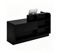 UKETO Mostrador de Recepción con LED, Estantes y Almacenaje, Mostrador de Caja de Madera para Tienda, Boutique, Café, Salón y Comercio(Black Left,120cm/47.2")