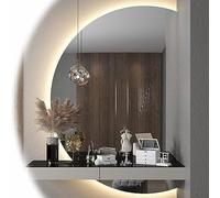 UkewEi Espejo de Pared Con Luz LED Antivaho - Tocador Con Botón Táctil, 120CM Grande Media Luna Decorativo, A Prueba De Explosiones (Color: Right Cut, Tamaño: 70*)