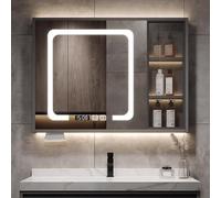 UkewEi Moderno Armario Baño con Inteligente Interruptor Táctil, Gabinete de Aluminio con Espejo Antivaho, Iluminación LED, fácil instalación (Color : B, Size : 78 * 70 * 12CM)
