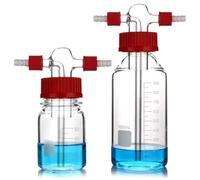 UKFengHeng Botella de lavado de gas graduada de laboratorio, vidrio de borosilicato, botella amortiguadora de laboratorio, kit de cristalería de laboratorio de química (250 ml)