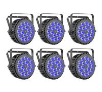 Ukfog 6PCS RGBWA UV Focos Par LED 200W, 18 LED Luces Escenario 7/10CH con Estroboscópica y Activación Sonido, Luces Discoteca para Espectáculos Bares Fiestas Bodas Halloween