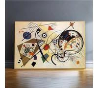 UKIXOM Lienzo geométrico abstracto de Kandinsky, arte de pared, pintura art déco clásica moderna, colores vibrantes para la decoración del salón, 50x80cm(20x32 pulgadas), marco interior