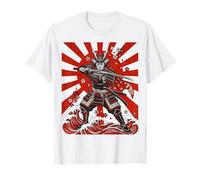 Ukiyo-e Anime Style Samurai Warrior Japanese Flag Ninja Camiseta
