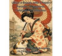 Ukiyo-e Beauty with a Paper Parasol - A Japanese Coloring Art Collection: Scenes of Old Japan Brought to Life Through Coloring
