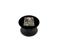 Ukiyo-e Cat Vs T-Rex Batalla de Arte japonés Gran Ola PopSockets PopGrip Adhesivo