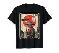 Ukiyo-e Cyberpunk Manga Arte Divertido UFO Alien Samurai Japón Camiseta